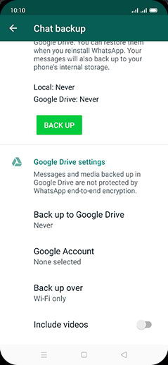 Step 7: Tap on BACK UP.