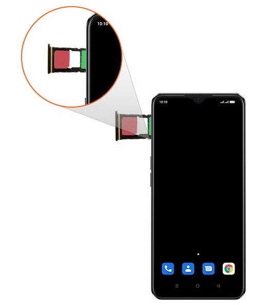 Step 4: Carefully insert the SIM card tray into the Device.
