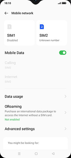 Step 4: Tap on SIM1 or SIM2.