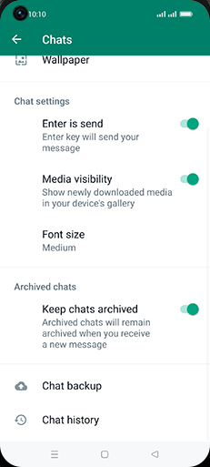 Step 6: Tap on Chat backup.
