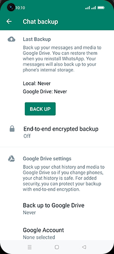Step 7: Tap on BACK UP.