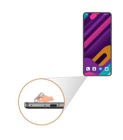 Step 1: Insert the ejection pin into the hole on the SIM card tray to loosen the tray.