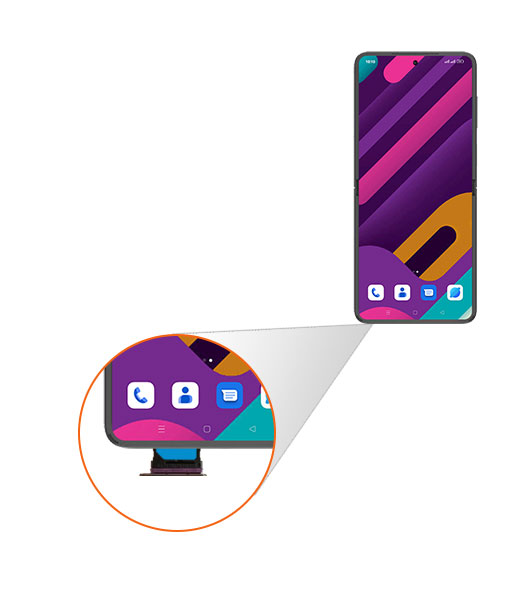 Step 4: Carefully insert the SIM card tray into the Device.