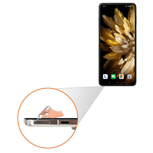 Step 1: Insert the ejection pin into the hole on the SIM card tray to loosen the tray.