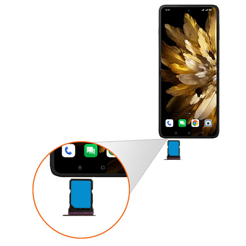 Step 3: Place the SIM card(s) in the SIM card tray with the gold-colored contacts facing downwards.