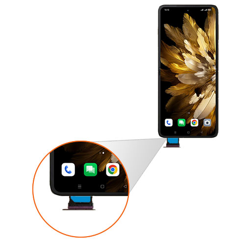 Step 4: Carefully insert the SIM card tray into the Device.