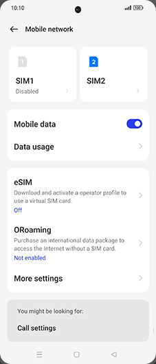 Step 4: Tap on SIM1 or SIM2.
