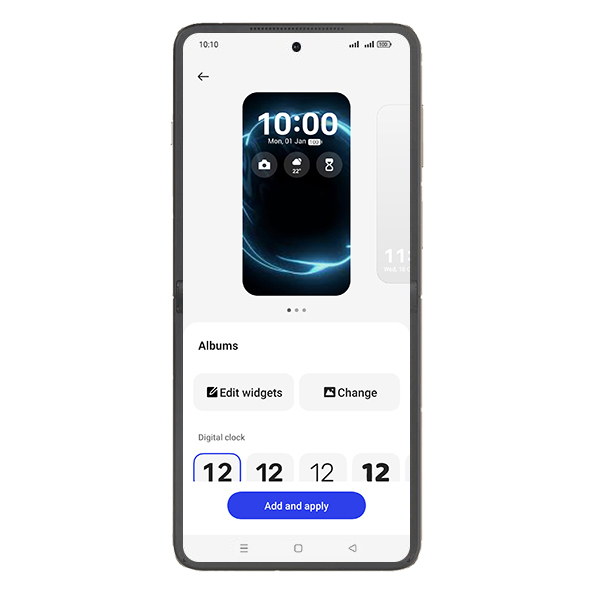 Step 9: Set Digital clock & tap on Add and apply.