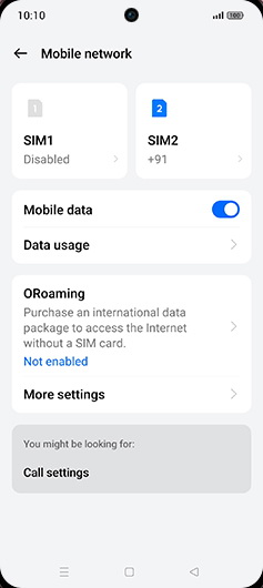 Step 4: Tap on SIM1 or SIM2.