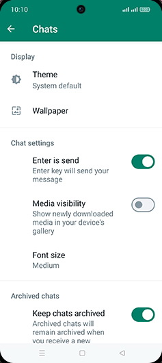 Step 6: Tap on Media visibility to turn ON.
