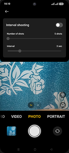 Step 5: Tap on Interval shooting to turn ON.