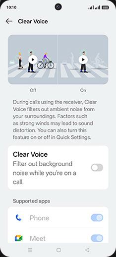 Step 5: Tap on Clear Voice to turn ON.