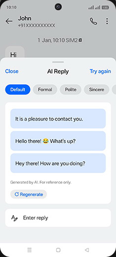 Step 7: Tap on desired AI reply.