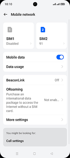 Step 4: Tap on SIM1 or SIM2.