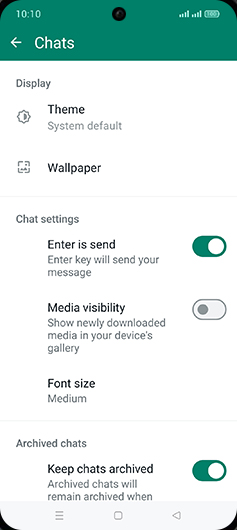 Step 6: Tap on Media visibility to turn ON.