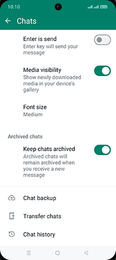 Step 6: Tap on Chat backup.
