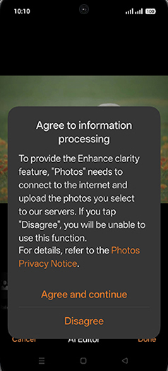 Step 9: Tap on Agree and continue.
