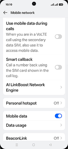 Step 4: Tap on Use mobile data during calls to turn ON.