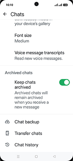 Step 6: Tap on Chat backup.