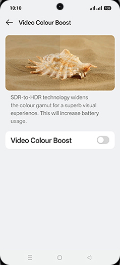 Step 5: Tap on Video Colour Boost to turn ON.