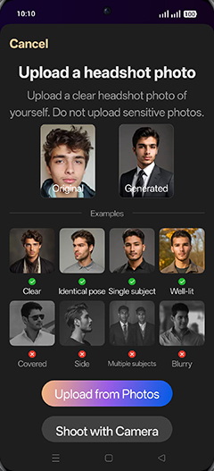 Step 9: Tap on Upload from Photos.