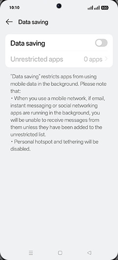 Step 6: Tap on Data saving to turn ON.