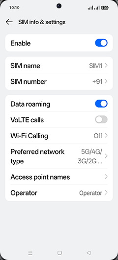 Step 7: Tap on VoLTE calls to turn ON.