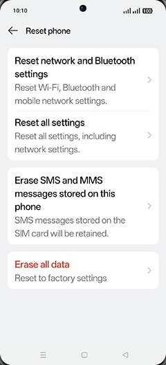 Step 6: Tap on Reset network and Bluetooth settings.