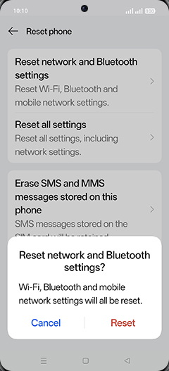 Step 7: Tap on Reset.