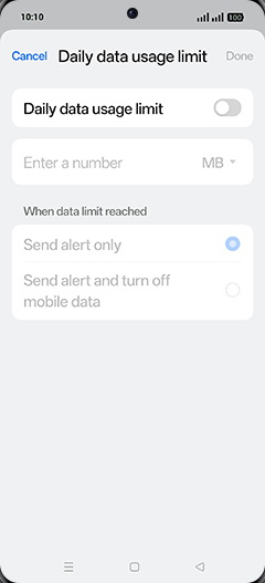 Step 11: Tap on Daily data usage limit to turn ON.