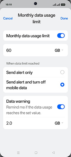 Step 23: Tap on MB or GB.