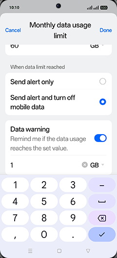 Step 26: Enter Data warning and tap on Done.