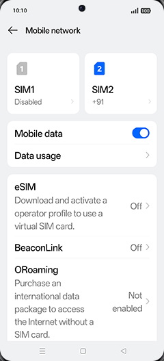 Step 4: Tap on SIM1 or SIM2.