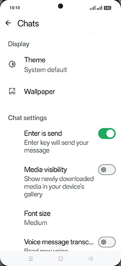 Step 6: Tap on Media visibility to turn ON.