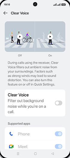 Step 5: Tap on Clear Voice to turn ON.