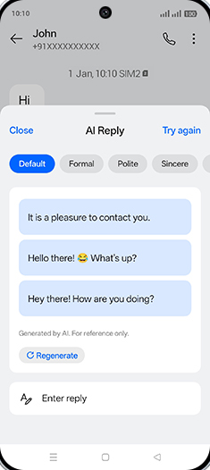 Step 7: Tap on desired AI reply.
