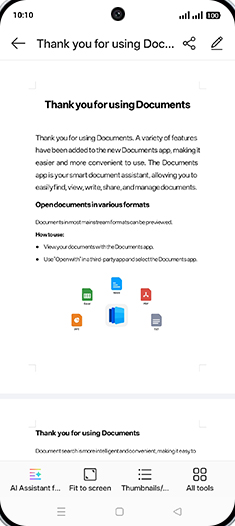 Step 5: Tap on AI Assistant for Document.