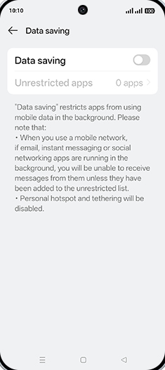 Step 6: Tap on Data saving to turn ON.