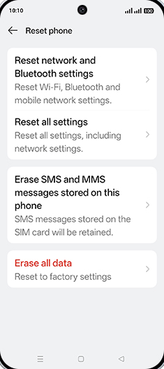 Step 6: Tap on Reset network and Bluetooth settings.