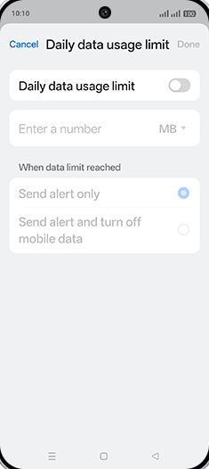Step 9: Tap on Daily data usage limit to turn ON.