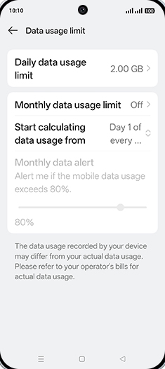 Step 14: Tap on Monthly data usage limit.