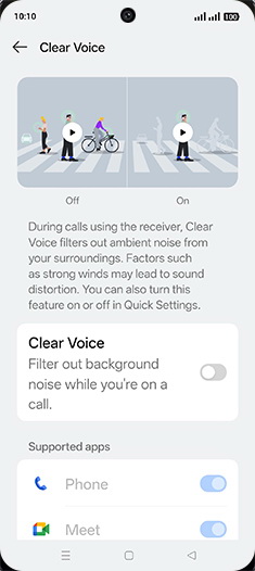 Step 5: Tap on Clear Voice to turn ON.