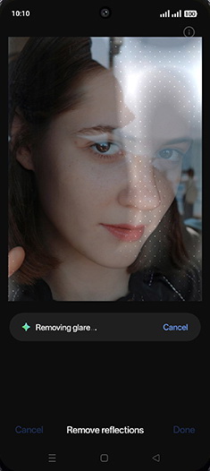 Step 9: Removing glare.