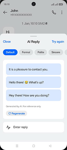 Step 7: Tap on desired AI reply.