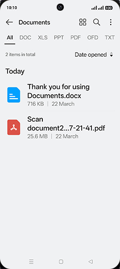 Step 4: Tap on desired Document.