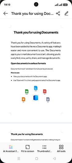 Step 5: Tap on AI Assistant for Document.