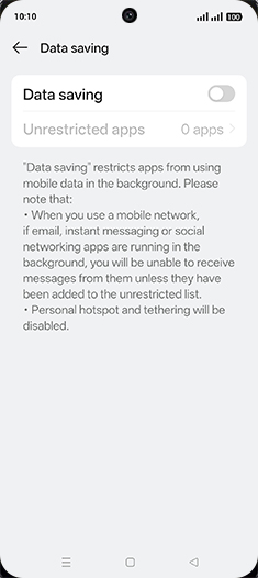 Step 6: Tap on Data saving to turn ON.