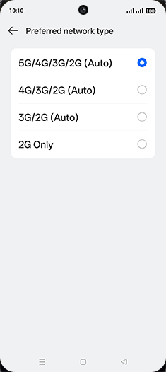 Step 8: Tap on 4G/3G/2G (Auto).