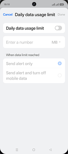 Step 9: Tap on Daily data usage limit to turn ON.