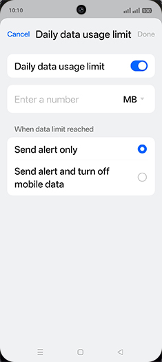 Step 10: Tap on MB or GB.